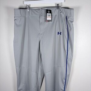 Under Armour Mens HeatGear Baseball Pants Gray Blue Relaxed Fit 3XL NWT